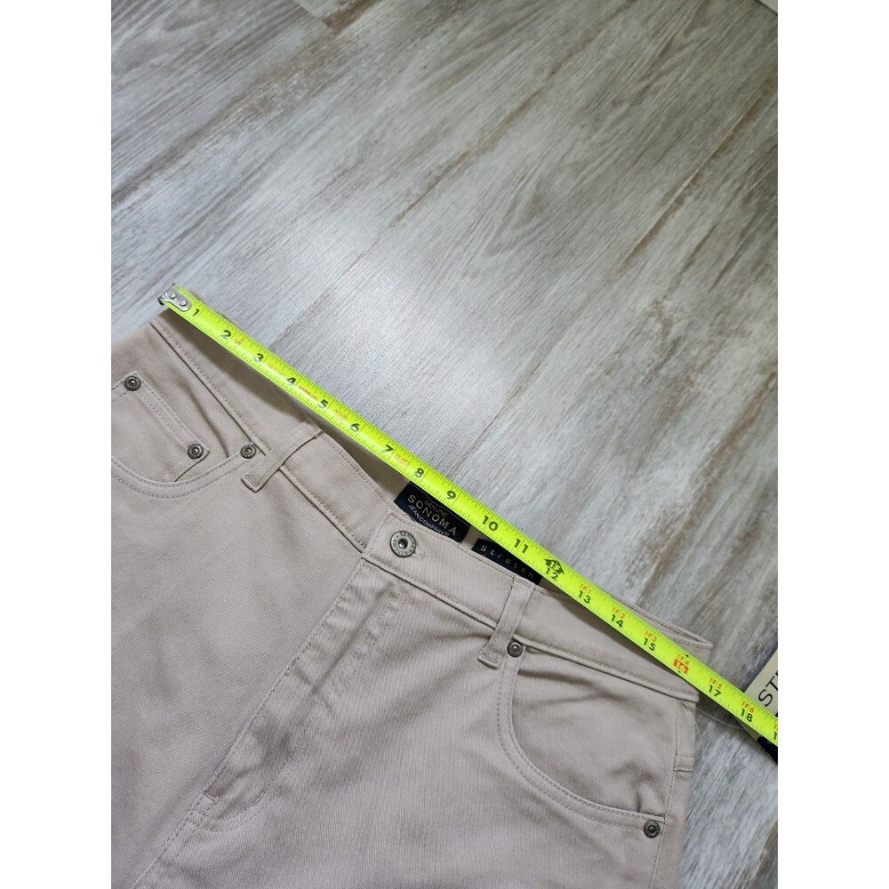 NWT Sonoma Stretch Pants Womens 16 Khaki High Waist Straight Leg Denim 5 Pocket - Picture 5 of 9